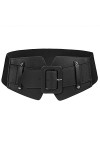 Lamdgbway - Ceintures extensibles pour femmes - Ceinture large et élastique - Ceinture en cuir PU vintage - Robe - Combinaiso