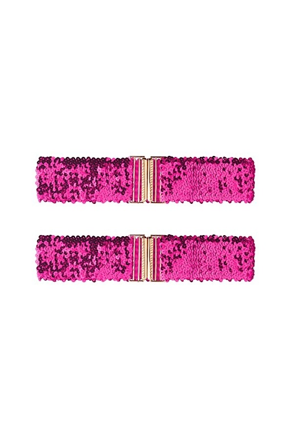 Allegra K Mesdames Shinny large taille ceintures Interlock boucles paillettes décor extensible ceintures pour femmes 2 pièces