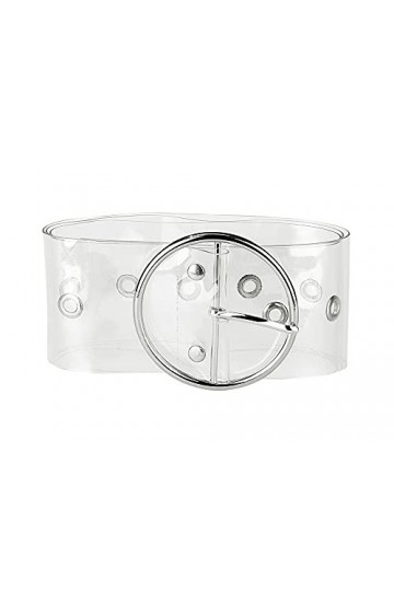 Allegra K Womens Grommet Clear Waist Belt 75-95cm/29.53-37.40" Silver Round Buckle