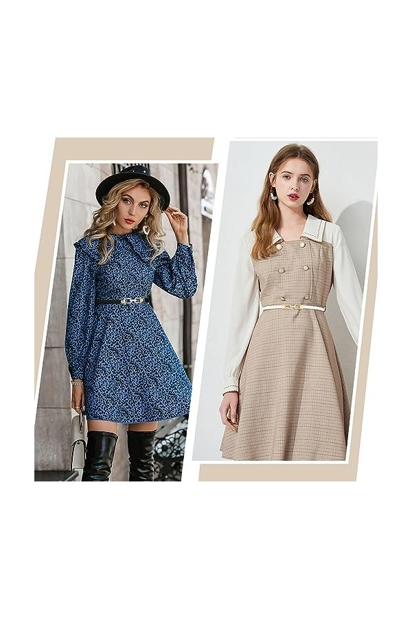 XZQTIVE Ceinture en cuir skinny pour femme - Réglable - Taille fine - Ceinture tendance pour robe, 2-noir+blanc, Passend für 