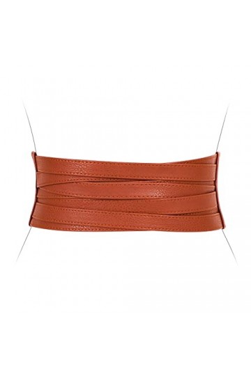 XZQTIVE Ceinture large en cuir pour femme - Ceinture élastique extensible - Ceinture tendance Obi - Cinch, 3-marron, Perfekt 