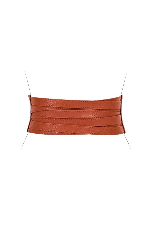 XZQTIVE Ceinture large en cuir pour femme - Ceinture élastique extensible - Ceinture tendance Obi - Cinch, 3-marron, Perfekt 