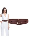 Longwu Ceinture Large Ajustable Pour Dames, Ceinture en Cuir de Vachette Véritable Double Couche à la Mode Pour les Robes Cos