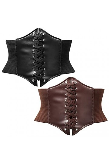 UZSXHJ Femme Corset Élastique Large Taille 2 Pièces Ceinture Ceinture Corset Steampunk Rétro Ceinture Taille Élastique Attach