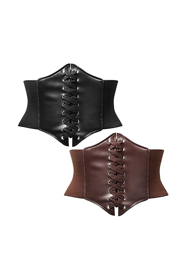 UZSXHJ Femme Corset Élastique Large Taille 2 Pièces Ceinture Ceinture Corset Steampunk Rétro Ceinture Taille Élastique Attach