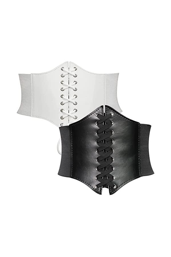 UZSXHJ Femme Corset Élastique Large Taille 2 Pièces Ceinture Ceinture Corset Steampunk Rétro Ceinture Taille Élastique Attach