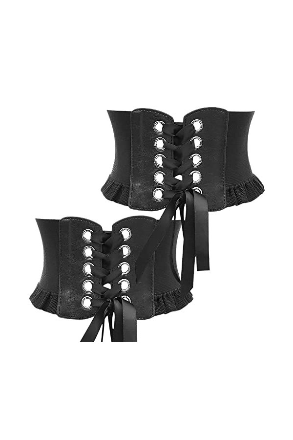 UZSXHJ Femme Corset Élastique Large Taille 2 Pièces Ceinture Ceinture Corset Steampunk Rétro Ceinture Taille Élastique Attach