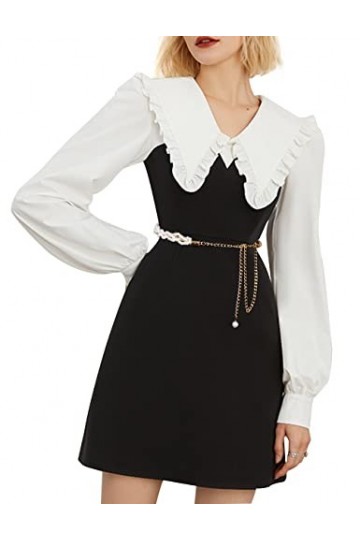 Barry.Wang Ceinture avec perles et strass pour femme Blanc cassé, Chaîne de taille dorée avec perle, taille unique