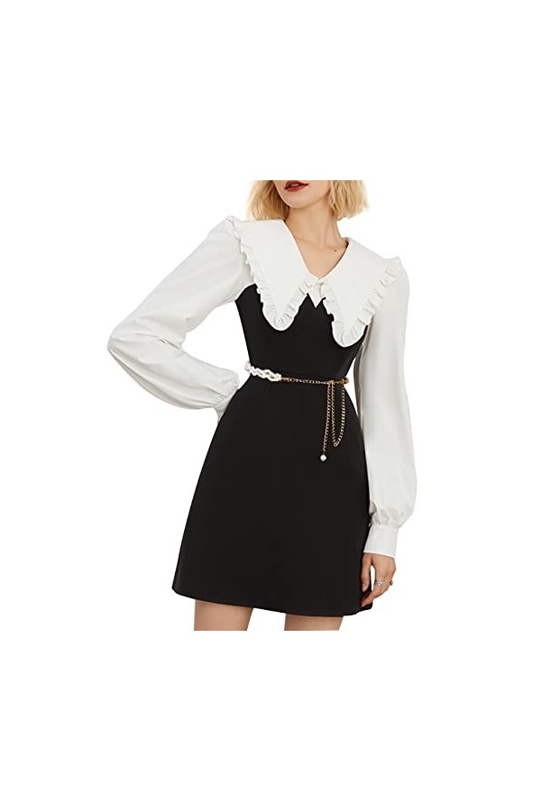 Barry.Wang Ceinture avec perles et strass pour femme Blanc cassé, Chaîne de taille dorée avec perle, taille unique