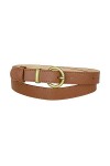 Allegra K Ceinture fine en cuir synthétique pour femme avec boucle ardillon en métal Bronze, marron foncé, taille 80/96 cm