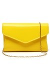 Pochette en cuir verni pour femme - Sac à main de soirée élégant pour Noël, mariage, bal de fin dannée, jaune