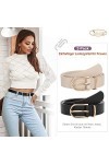 JasGood Ceinture en cuir pour femme - Pour jeans, pantalons, robe avec boucle dorée, B-noir+beige, Größe anpassen 66cm-82cm
