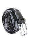 Leoodo Ceinture extensible pour homme et femme - Ceinture élastique et extensible tressée avec boucle en métal, noir/gris, 11