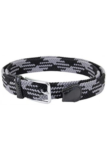 Leoodo Ceinture extensible pour homme et femme - Ceinture élastique et extensible tressée avec boucle en métal, noir/gris, 11