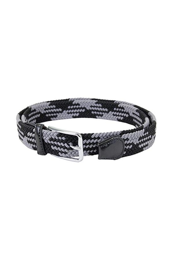 Leoodo Ceinture extensible pour homme et femme - Ceinture élastique et extensible tressée avec boucle en métal, noir/gris, 11