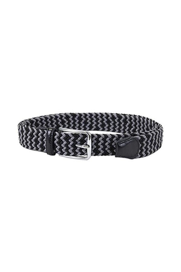 Leoodo Ceinture extensible pour homme et femme - Ceinture élastique et extensible tressée avec boucle en métal, Gris/noir., 1