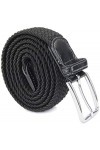 Leoodo Ceinture extensible pour homme et femme - Ceinture élastique et extensible tressée avec boucle en métal, Noir , 110