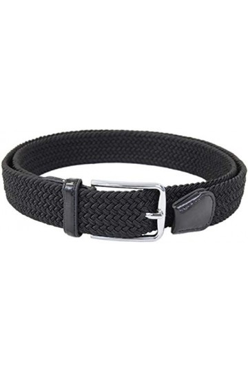 Leoodo Ceinture extensible pour homme et femme - Ceinture élastique et extensible tressée avec boucle en métal, Noir , 110