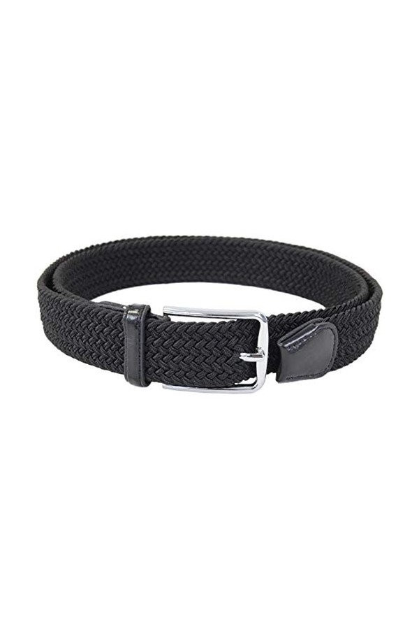Leoodo Ceinture extensible pour homme et femme - Ceinture élastique et extensible tressée avec boucle en métal, Noir , 110