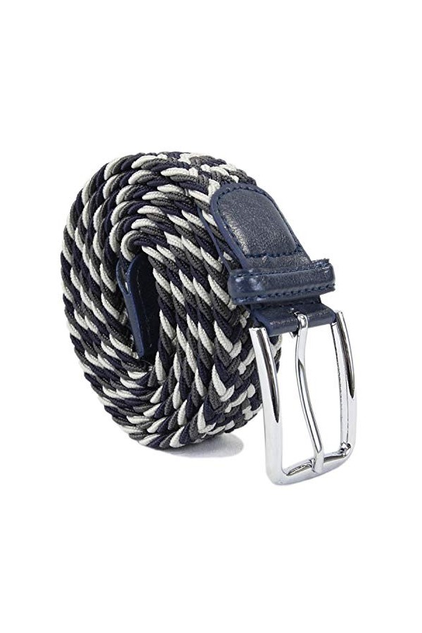Leoodo Ceinture extensible pour homme et femme - Ceinture élastique et extensible tressée avec boucle en métal, Bleu marine b