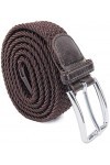 Leoodo Ceinture extensible pour homme et femme - Ceinture élastique et extensible tressée avec boucle en métal, marron foncé,