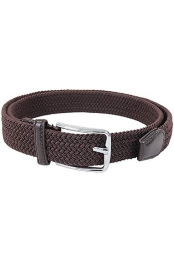 Leoodo Ceinture extensible pour homme et femme - Ceinture élastique et extensible tressée avec boucle en métal, marron foncé,