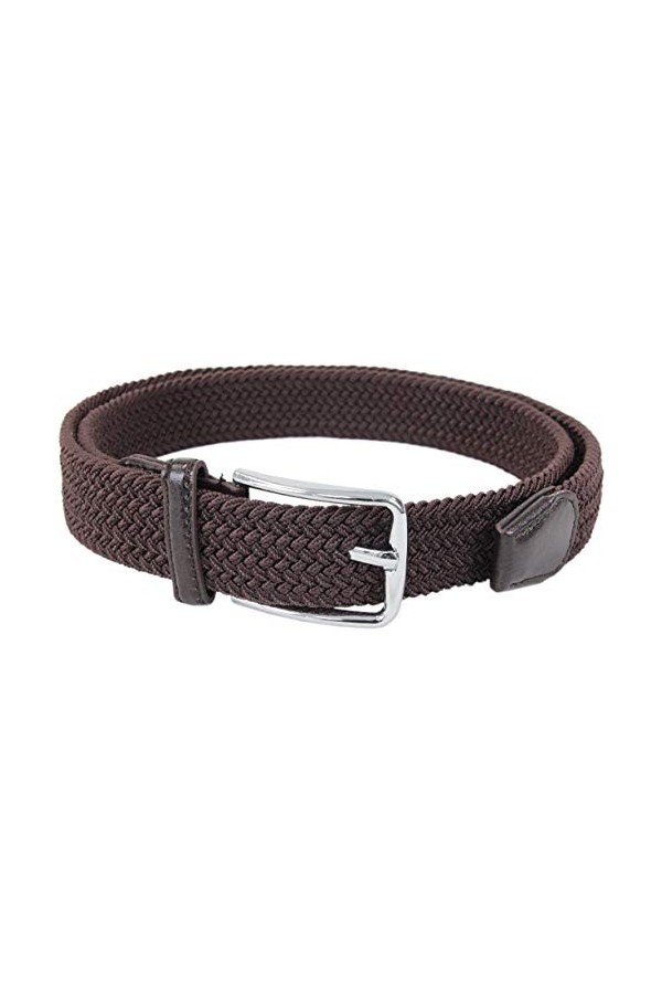 Leoodo Ceinture extensible pour homme et femme - Ceinture élastique et extensible tressée avec boucle en métal, marron foncé,