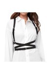 AYNKH Ceinture punk en cuir PU avec chaîne de poitrine réglable avec cercle gothique pour homme et femme, cosplay, robe de fê