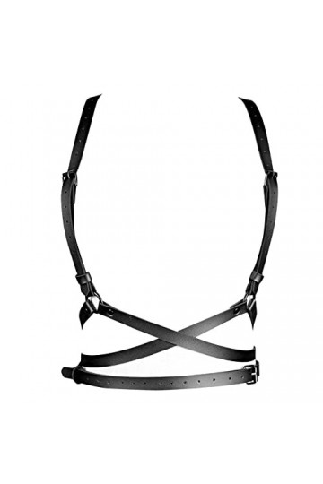 AYNKH Ceinture punk en cuir PU avec chaîne de poitrine réglable avec cercle gothique pour homme et femme, cosplay, robe de fê