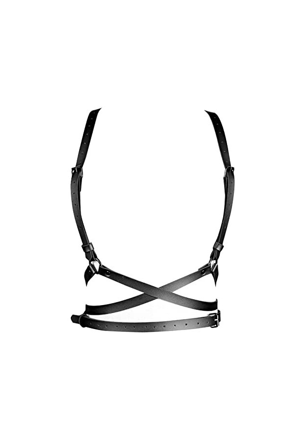 AYNKH Ceinture punk en cuir PU avec chaîne de poitrine réglable avec cercle gothique pour homme et femme, cosplay, robe de fê