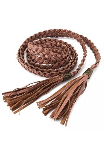 Chic Diary Ceinture tressée fine pour femme - Marron - Taille Unique