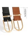 JASGOOD Lot de 2 ceintures en cuir pour femme avec boucle dorée, A noir + marron, Medium
