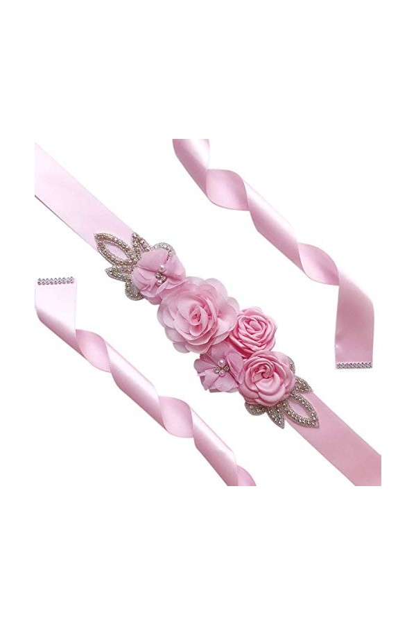 Amorar Femmes Ceinture De Mariage Ceinture Fleur Ceinture De Demoiselle dhonneur Robe Ceinture Cristal Strass Ceinture Bijou