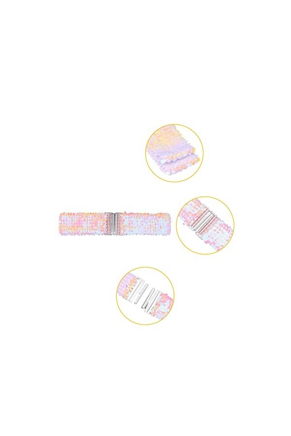 Allegra K Mesdames extensible large taille ceintures Interlock boucles Shinny paillettes décor ceintures pour robes Coloré 60