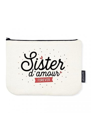 Manahia Pochette Cadeau Soeur - Sister damour forever | 100% Coton | Cadeau Sister | Cadeau Noël Soeur | Cadeau Anniversaire