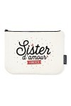 Manahia Pochette Cadeau Soeur - Sister damour forever | 100% Coton | Cadeau Sister | Cadeau Noël Soeur | Cadeau Anniversaire