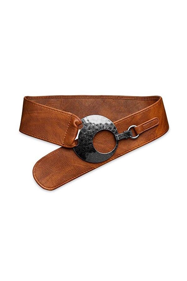 Caspar GU225 Ceinture large pour femme, Taille:85, Couleur:cognac