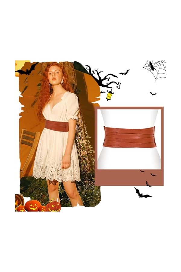 XZQTIVE Ceinture large en cuir pour femme - Ceinture élastique extensible - Ceinture tendance Obi - Cinch, 3-marron, Perfekt 