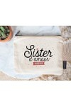 Manahia Pochette Cadeau Soeur - Sister damour forever | 100% Coton | Cadeau Sister | Cadeau Noël Soeur | Cadeau Anniversaire