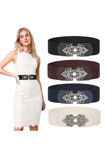 LEACOOLKEY Ceinture de corset large élastique pour costume dHalloween - Ceinture à lacets pour robes, C-noir+café+beige+bleu