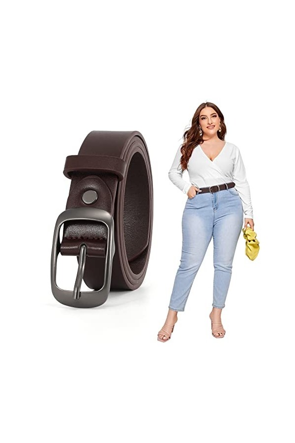 JASGOOD Grande ceinture en cuir tendance pour femme, grande taille, ceinture décontractée pour femme, jean, pantalon, robe, 0