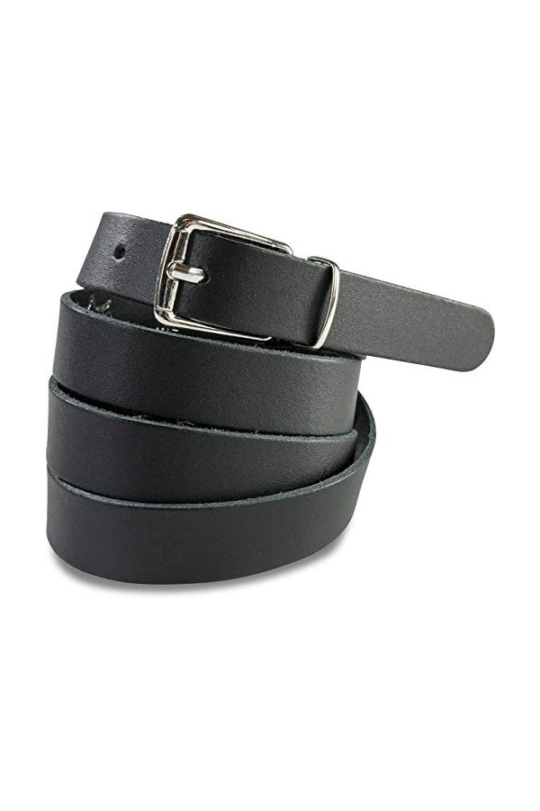fashionchimp ® Ceinture de base pour femmes en cuir lisse 100% véritable, ceinture étroite, largeur environ 2,0cm - Made In G