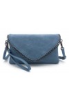 ELIOX - Pochette Femme élégante avec chaîne et bandoulière en cuir synthétique souple - Petite pochette de soirée Sac à main 