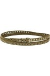 Fashionchimp - Double ceinture pour femme - Avec rivets perforés et boucle argentée - Largeur&nbsp;: environ 1,5&nbsp;cm, Olive, taille