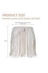 PLATEYTR Femmes Similicuir Taille Bangon Franges Gland Jupe Hippie Boho Taille Haute Réglable Double Ceinture Ceinture Jupe C