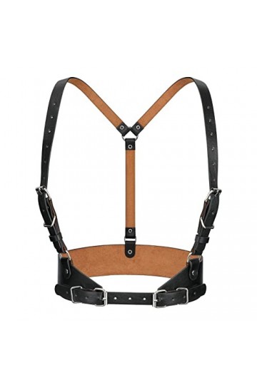 LEACOOLKEY Punk Ceinture en cuir gothique pour femme, corset pour fête, Halloween, cosplay, a-noir, Passend für Taillenumfang