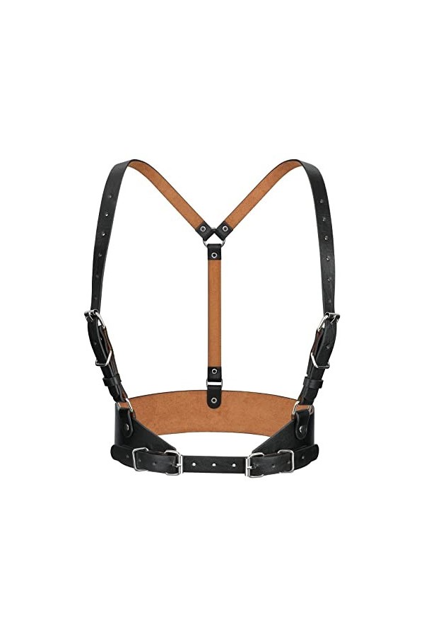 LEACOOLKEY Punk Ceinture en cuir gothique pour femme, corset pour fête, Halloween, cosplay, a-noir, Passend für Taillenumfang