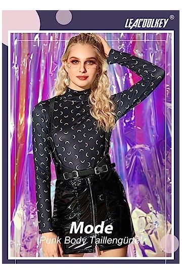 LEACOOLKEY Punk Ceinture en cuir gothique pour femme, corset pour fête, Halloween, cosplay, a-noir, Passend für Taillenumfang