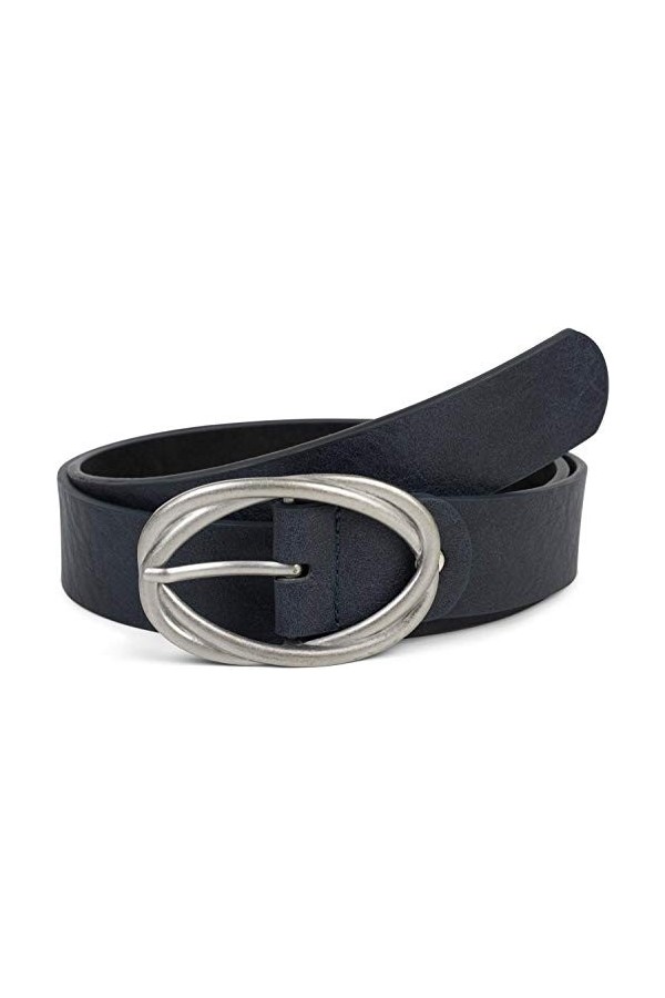 styleBREAKER ceinture femme unie à double boucle torsadée ovale, longueur ajustable 03010099, taille:80cm, couleur:Bleu foncé