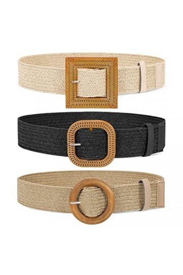 XZQTIVE Ceinture tissée pour femme - En paille - Élastique - Taille élastique - Style bohème - Pour lété - Robe de plage, C-